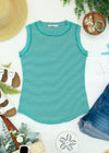 Morgan Micro Striped Tank - Jade