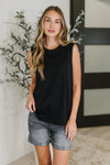New Normal Pleat Detail Sleeveless Top in Black