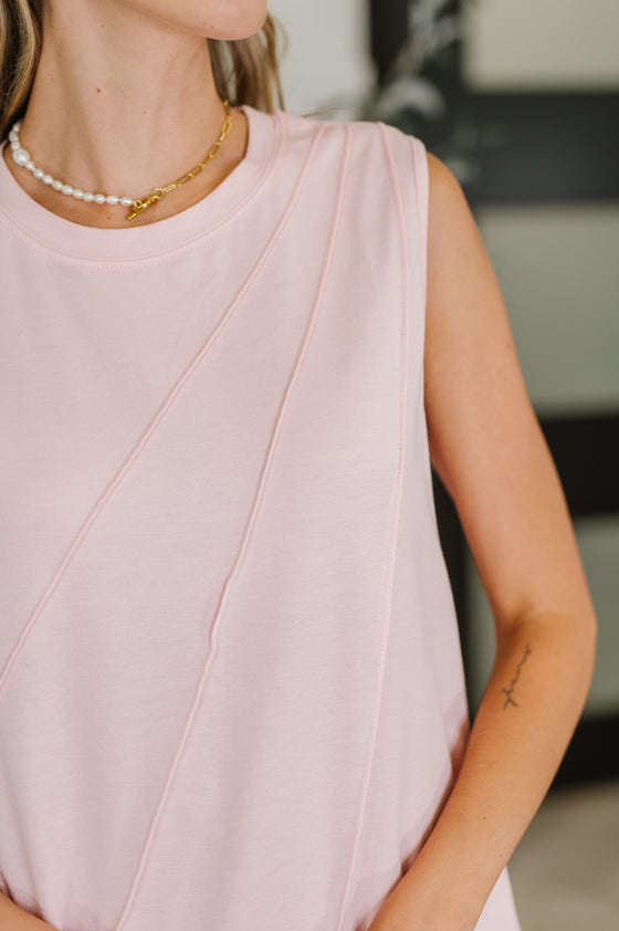 New Normal Pleat Detail Sleeveless Top in Pink