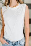 New Normal Pleat Detail Sleeveless Top in White