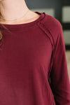 Nice to Each Other Raglan Sleeve Top in Cabernet