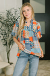 Pardon Me Patchwork Puff Sleeve Blouse