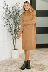 Personal Assistant Turtleneck Dress in Deep Camel
