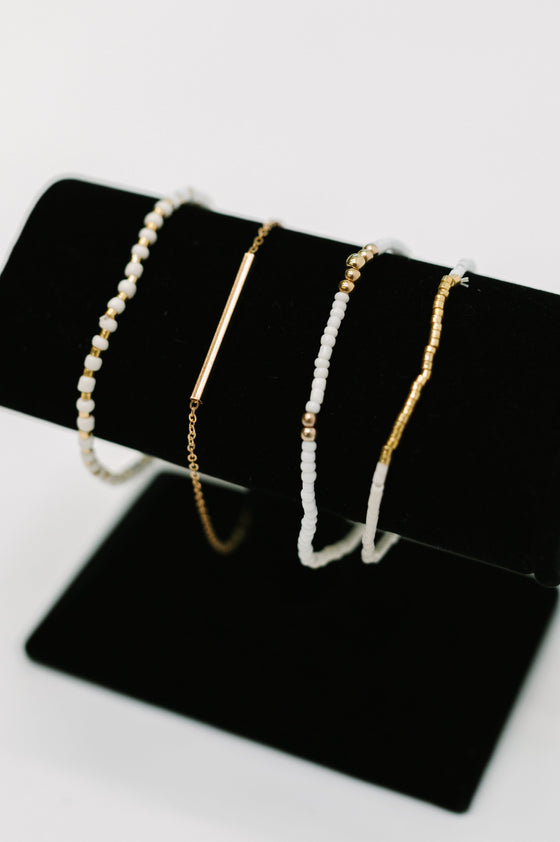 Poised & Polished Bracelet Set in White and Gold