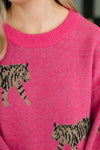 Pretty and Prowling Graphic Pullover in Pink