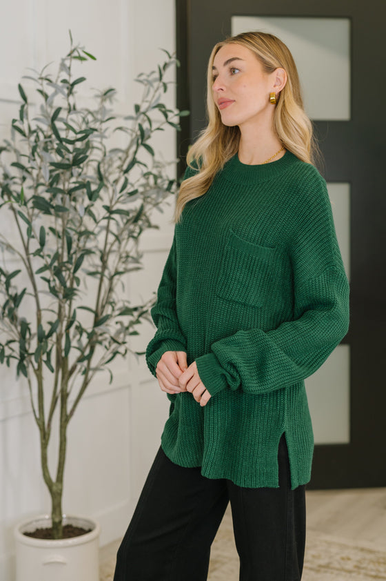 Quick Nap Textured Pullover in Hunter Green