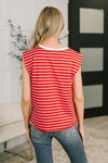 Quite Intimately Striped Muscle Tee in Red