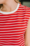 Quite Intimately Striped Muscle Tee in Red