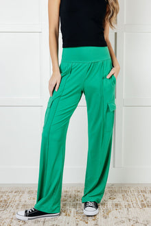  Race to Relax Cargo Pants in Emerald Green