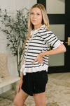 Rational Ruffle Textured Knit Blouse