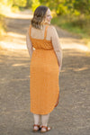 IN STOCK Reagan Ribbed Midi Dress - Pumpkin Floral