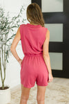 Sleeveless V-Neck Romper in Rose
