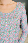 Stop and Smell the Flowers Scoop Neck Henley