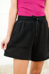 Sunshine Soiree Double Gauze Shorts in Black