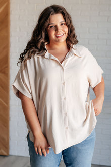  Sweet Simplicity Button Down Blouse in Oatmeal
