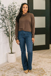 Travel Destination Cowl Neck Pullover in Chocolate