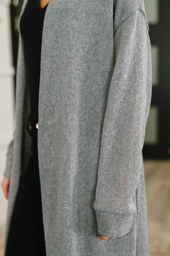 Travel Hideaway Open Front Cardigan in Soft Grey