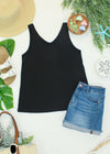 Vera V Neck Tank - Black