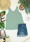 Vera V Neck Tank - Sage