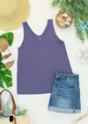 Vera V Neck Tank - Slate Purple