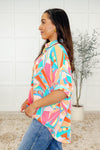 Wide Eyed Abstract Print Batwing Blouse