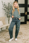 Won't Be Long Collared Sweater Button Down in in Hunter Green