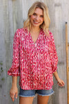 Perfectly You Berry Satin Button-Down V Neck Blouse