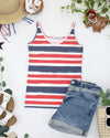 Kennedy Tank - Striped Red, White, and Micro Blue Stars