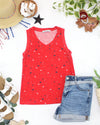 Noelle Tank - Red Liberty Stars