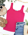 Rachel Ribbed Tank -  Hot Pink