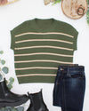 Striped Sweater Top - Olive and Tan