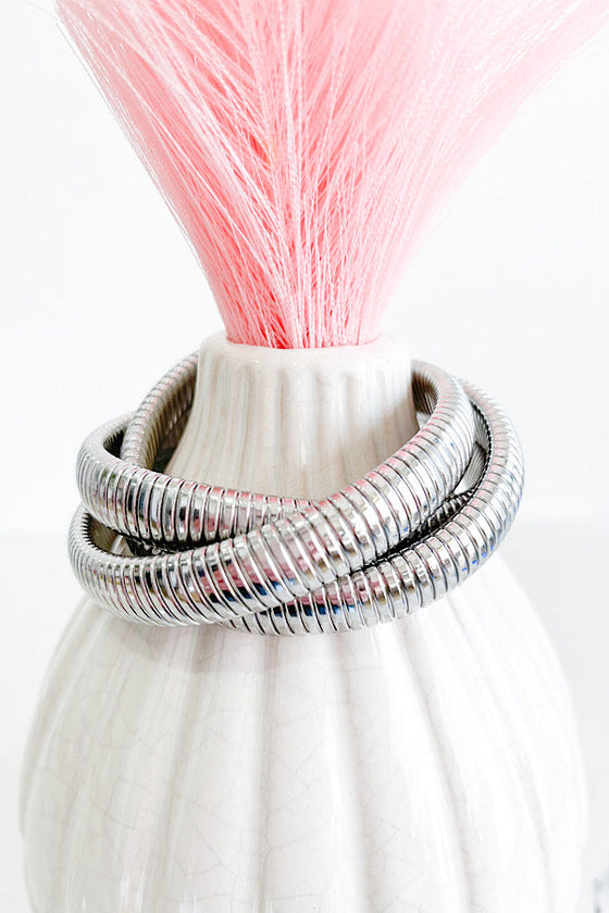 Natural Elements Silver Three Layer Bracelet