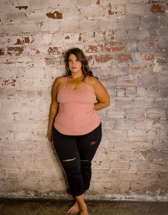 Spaghetti Strap Brami Tank in Black (RTS)