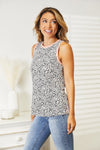 Double Take Printed Round Neck Tank